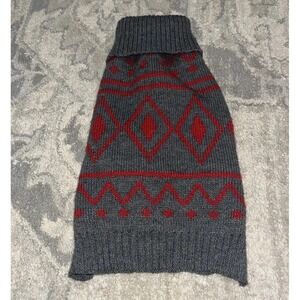 Pet Dog Turtleneck Sweater Red Gray Sz Medium